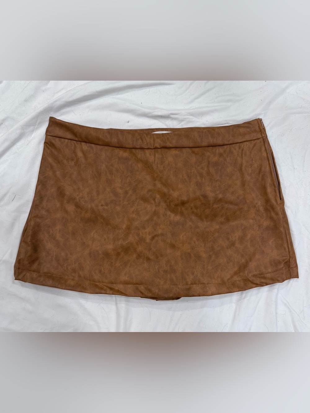 Altar'd State Cognac Faux Leather Mini Skort